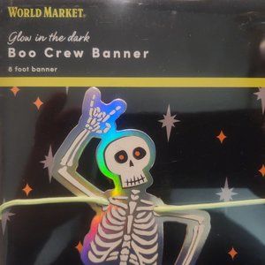 World Market Glow in the Dark Boo Crew Halloween Banner 8 Foot New in Package